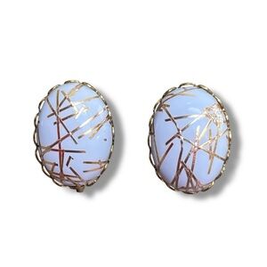 Elegant Vintage Gold Confetti and White Screw Back Earrings